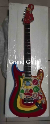 China. Guitarra eléctrica personalizada Grand George Harrison Rocky Aceptar guitarra y bajo con pick-ups coloridos OEM proveedor