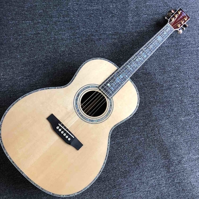 China. Personalizado de 39 pulgadas cuerpo sólido de abeto de madera superior abalone guitarra acústica de unión proveedor