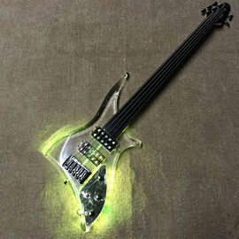 China. Guitarra eléctrica acrílica de alta calidad con luz LED, cartón de madera de rosa, envío gratis proveedor