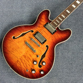 China. Double F agujeros jazz guitarra eléctrica, Rosewood Fingerboard, color explosión Quilte Maple con espalda roja proveedor