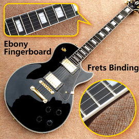 China. LP Custom Shop Black Color Guitarra eléctrica EBONY Fretboard Fretes de unión Hardware de oro proveedor