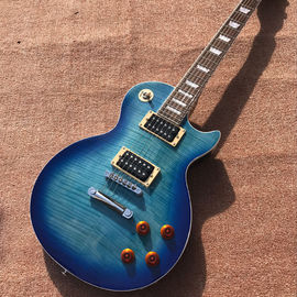 China. Disco personalizado de guitarra eléctrica azul de cuello de cuerpo de caoba proveedor