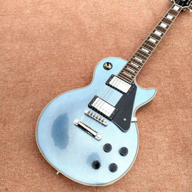 China. Guitarra eléctrica LP de alta calidad, azul metálico, hardware cromado proveedor