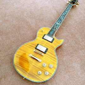China. Guitarra eléctrica de LP personalizada, guitarra eléctrica con panel de dedos incrustada de Abalone Flower, tope de arce proveedor