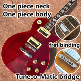 China. Cuello de cuerpo de una sola pieza Fumaza color tigre llama LP guitarra eléctrica proveedor