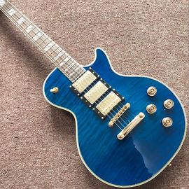 China. Venta al por mayor y de venta caliente OEM Custom azul L-P superme guitarra eléctrica proveedor