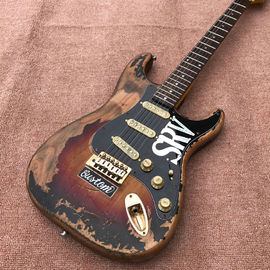 China. Nuevo estilo de alta calidad de las reliquias permanece ST guitarra eléctrica, SRV hecha a mano de edad de las reliquias guitarra eléctrica, Vintage Sunburst proveedor