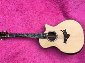 China. Guitarra acústica Chaylor de nuevo corte de cuerpo de 2018 Guitarra acústica eléctrica de punta sólida de abulón real proveedor