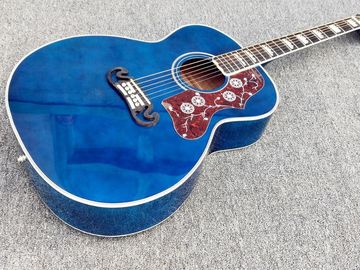China. Guitarra acústica clásica de alta calidad Blue G200, Hardware Dorado, Superficie Solid Sprue, Guitarra corporal de acero personalizada de fábrica proveedor