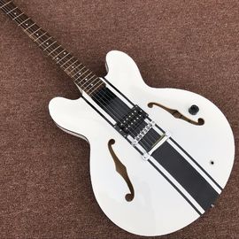 China. Cuerpo hueco JAZZ guitarra eléctrica con parte superior blanca proveedor