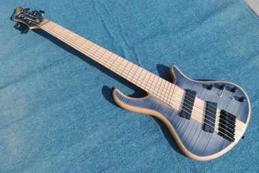 China. Corazón azul de la llama de arce Cuello a través del cuerpo 6 cuerdas Guitarra de bajo eléctrica proveedor