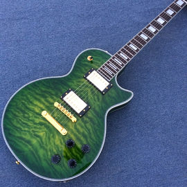 China. Guitarra eléctrica LP personalizada de Chibson, Guitarra eléctrica Green Flame Maple Top con hardware de oro proveedor