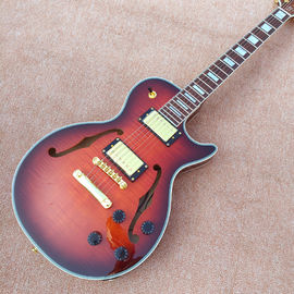 China. Guitarra eléctrica con agujeros F, Flame Maple Top &amp; Back LP Guitarra eléctrica proveedor