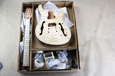 China. Kit de guitarra eléctrica semi-hueca personalizado ((Partes con cuerpo de caoba y cuello, carilla de arce de llama, hardware cromado, guitarra DIY) proveedor