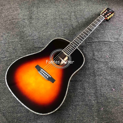 China. Cocobolo Solid Custom Reverso Real Abalone Inlay D Cuerpo Dreadnought Guitarra acústica en color Sunburst proveedor