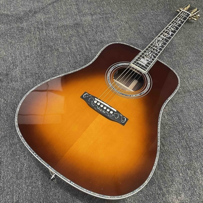 China. Guitarra eléctrica acústica Sunburst, logotipo personalizado, tablero de dedos de ébano, guitarra acústica D45 estilo Martin proveedor