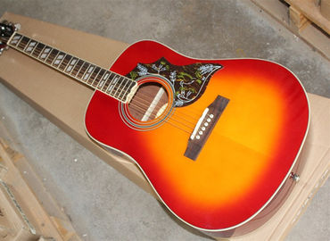 China. Fabrica personalizada 41''colibrí 20 trastes esquina redondeada cerezo solar folk guitarra acústica proveedor