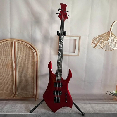 China. Personalizado Especial Forma irregular del cuerpo Transparente Rojo Bajo Eléctrico Guitarra 4 Cuerdas Bajo Cuerpo de madera proveedor