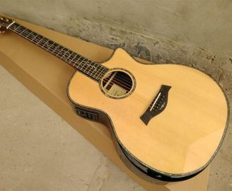 China. Guitarra acústica de corte de cuerpo personalizado Guitarra acústica eléctrica SP14 de tapa sólida de abulón real proveedor