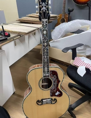 China. Personalizado 43 INCH SJ200 JUMBO SOLID Guitarra eléctrica acústica lateral trasera con unión de abalones proveedor