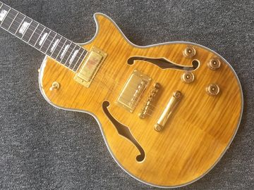 China. Guitarra de jazz personalizada, Guitarra eléctrica, Vintage doble abultado F agujero proveedor