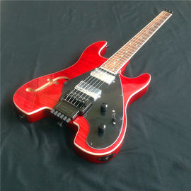 China. Guitarra eléctrica sin cabeza de alta calidad con tigre rayada en rojo proveedor