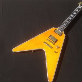 China. Guitarra eléctrica de buena calidad con colores amarillos y forma de pájaro mosca por dos pick-ups volador v guitarra eléctrica proveedor