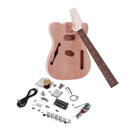 China. TL Tele Style Guitarra eléctrica no terminada Kit de bricolaje Cuerpo de caoba con agujero de sonido F Cuello de madera de arce Fingerboard de madera de rosa proveedor