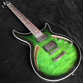 China. Gran guitarra Cuerpo hueco AAA Top de arce con colchoneta Ondas verdes guitarra eléctrica envío gratuito proveedor