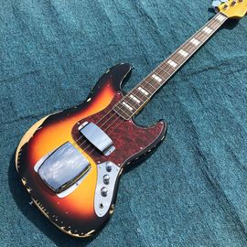 China. Heavy Relic Jazz Bass Guitarra eléctrica Sunburst Color Alder Cuerpo 100% Nitrolacquer hecho a mano Finish Hardware envejecido proveedor