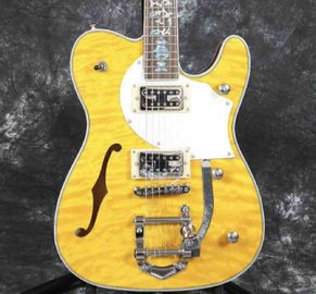 China. 2019 Grand Special F Hole TL Guitarra eléctrica acolchada de arce Abalone incrustación Bigsby Costo de envío proveedor