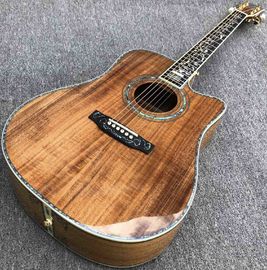 China. Aablone Tree life Cutaway Koa guitarra acústica de madera de 41 pulgadas Tabla de dedos de ébano Guitarra sólida de koa proveedor