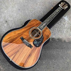 China. Guitarra acústica de madera D45 KOA de alta calidad, tapa de abeto sólido, incrustaciones de abalone, etc. proveedor