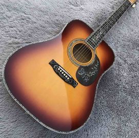 China. Solid Spruce Top Abalone D Style Guitarra acústica con cuerpo de arce de ébano proveedor