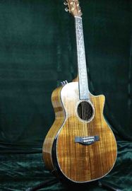 China. Grand Luxury Guitarra Acústica Completa Solid AAA Koa Parte superior y trasera Real Abalone Inlay Ebony Fingerboard Cuello de madera de una pieza proveedor