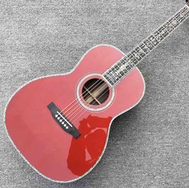 China. 100% Abalone de ébano de verdad Fingerboard OOO45s Guitarra eléctrica acústica en vino rojo proveedor