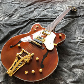China. Guitarra eléctrica de jazz de cuerpo semi hueco con hardware de color oro Fingerboard de madera de rosa proveedor