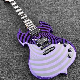 China. Guitarra eléctrica de alta calidad con forma de círculo de pintura púrpura negro de chapa de madera de rosa Fingerboard GRATIS gastos de envío proveedor