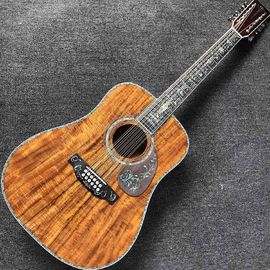 China. 12 cuerdas personalizadas Solid KOA Wood Top Guitar Ebony Fingerboard Real Abalone Shell Enlace y incrustación Gui eléctrico acústico proveedor