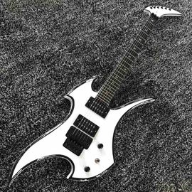 China. Nueva guitarra eléctrica de forma irregular de alta calidad en blanco con tablero de madera de rosa proveedor