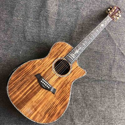 China. 40 pulgadas personalizadas Todo de madera sólida KOA madera sólida de rosa de fondo lado real Abalone guitarra acústica con BB Band Pickup proveedor