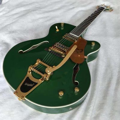 China. Guitarra eléctrica Gret personalizada en color verde Cuerpo semi hueco Guitarra eléctrica Jazz con Bigsby Tremolo y High Grade Tune proveedor