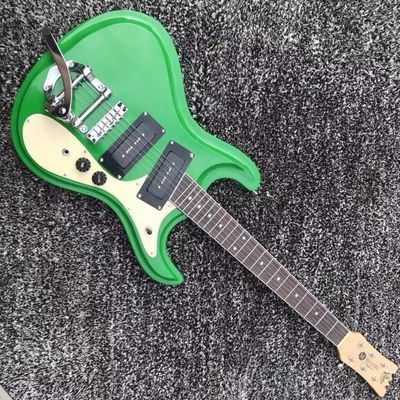 China. Guitarra eléctrica de estilo Mosrite personalizada con Tremolo en verde proveedor