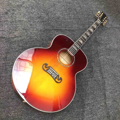 China. Personalizado J200S 43 pulgadas Jumbo Guitarra Acústica Ebony Fingerboard Abalone Enlace GroFlamed Maple Lado trasero en color Sunburst proveedor