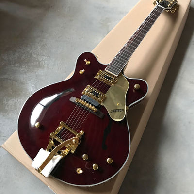 China. Guitarra eléctrica de doble superficie convexa personalizada Big Tremolo en vino rojo proveedor