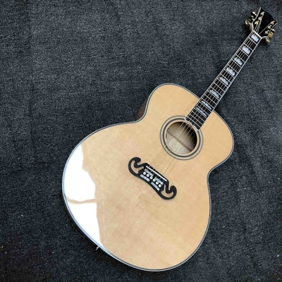 China. Guitarra acústica personalizada Grand GJ200FR Rojo Ardiente Arce Madera Reverso Abalone Binding 550A Recogida de agujero de sonido en natural proveedor