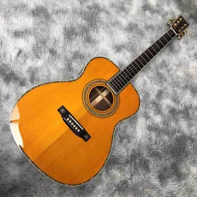 China. Guitarra acústica personalizada de 40 pulgadas con cuerpo de OM en amarillo proveedor