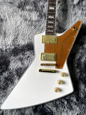 China. Guitarra eléctrica de forma irregular con tablero de protección amarillo de carilla blanca proveedor