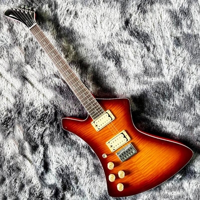 China. BURN WASH personalizado en forma de guitarra eléctrica zurda Flamed Tiger Maple Veneer Color puede ser personalizado proveedor