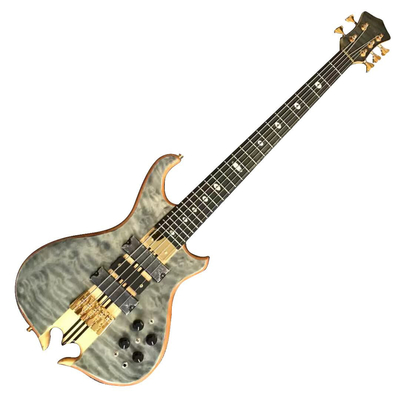 China. Custom Alem estilo Mark King 5 Omega corte forma inferior cuello a través del cuerpo ardiente arce Top 5 cuerdas bajo guitarra proveedor